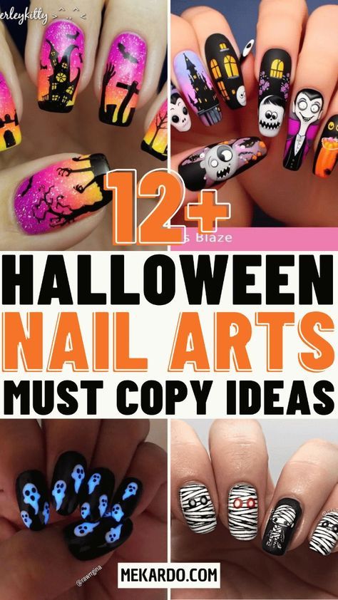 Get ready to spook up your style with these 15 spooky Halloween nail ideas that will send shivers down your spine this season! From eerie designs to hauntingly chic colors, there's a look for every ghoul. | Halloween nail ideas | spooky nail designs | ghost nail art | creepy nail styles | witch-themed nails | haunted house nails | spider web nails | black cat nails | blood drip nails | pumpkin nail designs | skeleton nails | bat nail art | Halloween nail polish | glow in the dark nails | scary nail designs | haunted nails | vampire nails | cute Halloween nails | horror movie nails | skull nail art | zombie nails | coffin-shaped nails | gothic nail ideas | October nail inspiration | Halloween manicure. Headless Horseman Nails, Haunted House Nail Art, Haunted House Nails, Haunted Nails, Nail Designs Ghost, Gothic Nail Ideas, Horror Nail Art, Horror Movie Nails, Blood Drip Nails