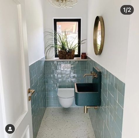 White Terrazzo Floor, Small Downstairs Toilet, Toilet Room Decor, Bilik Air, Small Toilet Room, Guest Toilet, Downstairs Toilet, Toilet Room, Small Toilet