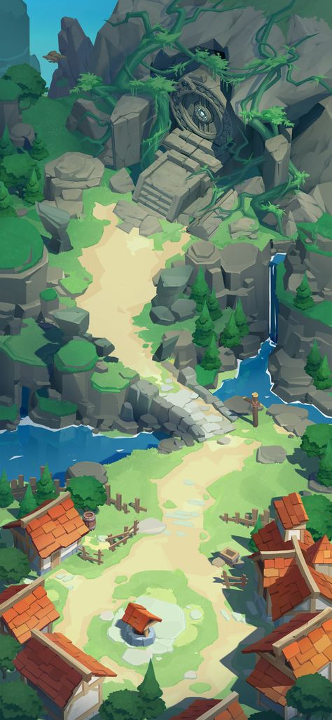 ArtStation - Environmental with Call of antia on Chapter 01, airlemi linth Environment Painting, Environment Props, Casual Art, 2d Game Art, Isometric Art, Forest Illustration, Game Environment, Landscape Concept, Low Poly Art