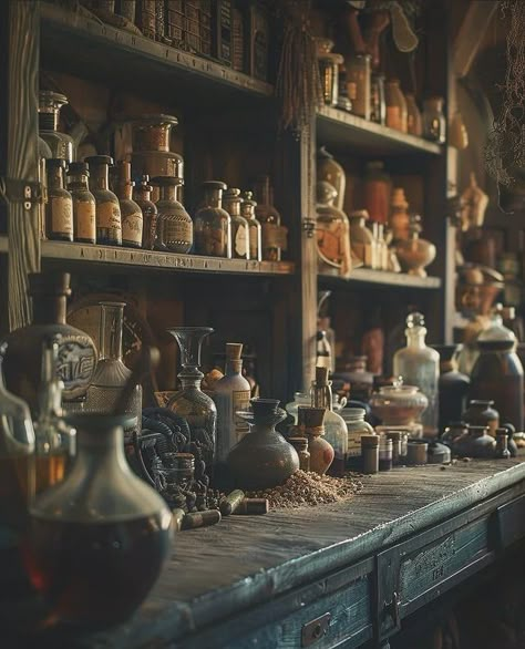 Uncle Monty House, Apothecary Cabinet Diy, Gothic Victorian House, Dark Academia Interior, Apothecary Decor, Witch Room, Fantasy Witch, Witch Shop, Apothecary Cabinet