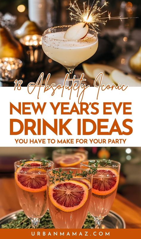 Looking for glamorous New Year's Eve drinks to make your party unforgettable? Check out these 18 absolutely iconic New Year's Eve drink ideas you have to make for your party. Nye Party Must Haves, New Years Eve Drinks Alcohol, New Years Eve Beverages, New Year’s Eve Party Drink Ideas, New Years Eve Outdoor Party Ideas, Cocktail Recipes For New Years, Budget New Years Eve Party, New Years Bunco Theme, New Year’s Eve Small Party