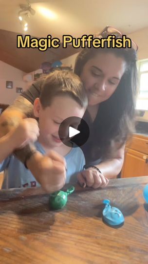 Take two on the magic pufferfish using vinegar and baking soda. Check out our last video for the full tutorial! 💙🍪 #scienceexperiments #scienceforkids #summeractivities #activitiesforkids #momlife #sahmlife #magic #pufferfish | Shelbie Archibeque | Shelbie Archibeque · Original audio Magic Pufferfish, Vinegar And Baking Soda, Puffer Fish, Willy Wonka, Take Two, Science For Kids, Science Experiments, Summer Activities, Kids Crafts