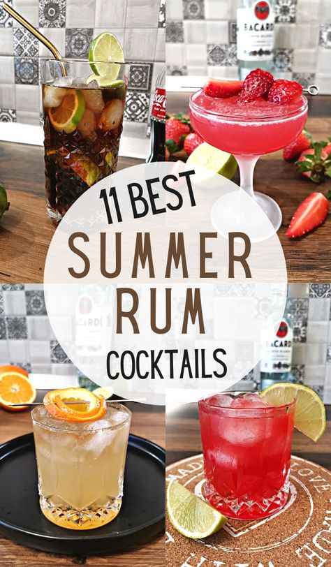 Rum And Vodka Drinks Recipes, Rum Based Drinks, Drinks With Rum Easy, Sweet Rum Cocktails, Cocktails With White Rum, White Rum Drinks Easy, Simple Rum Cocktails, Rum Cocktail Recipes Easy, Low Calorie Rum Drinks