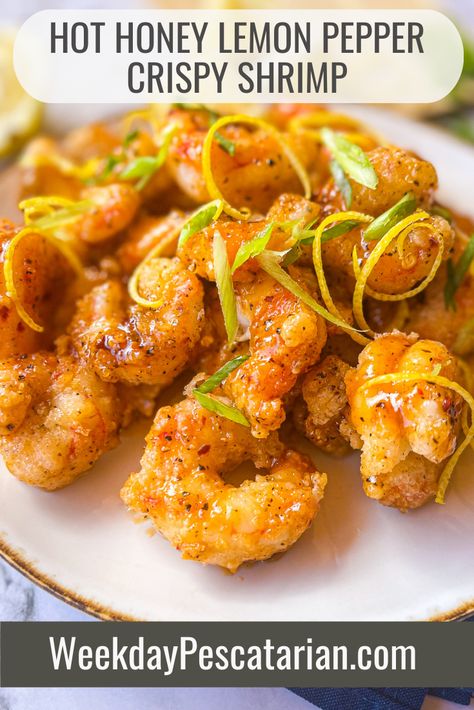 Honey Hot Lemon Pepper Shrimp, Red Argentinian Shrimp Recipes, Lemon Pepper Shrimp Recipes, Pan Seared Shrimp Recipes, Lemon Pepper Recipes, Honey Lemon Pepper Sauce, Asian Shrimp Recipes, Hot Honey Shrimp, Make Hot Honey