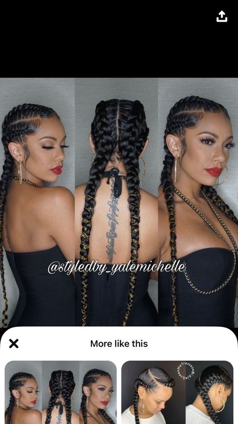 Two Hair Braids Styles, 4 Dutch Braids Black Hair, Braided Hairstyles Puertorican, 2 Dutch Braids Black Women, Dutch Braids With Extensions Black Women, Kim K Braids, White Women Braids Hairstyles, Braids For Spanish Women, Braided Hairstyles For Mexican Women