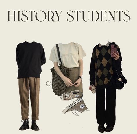 History Student Outfit, History Major Outfits, Art History Student, Aesthetic Types List, Art Student Outfit, Aesthetic Lookbook, Student Outfit, History Student, Study Outfit