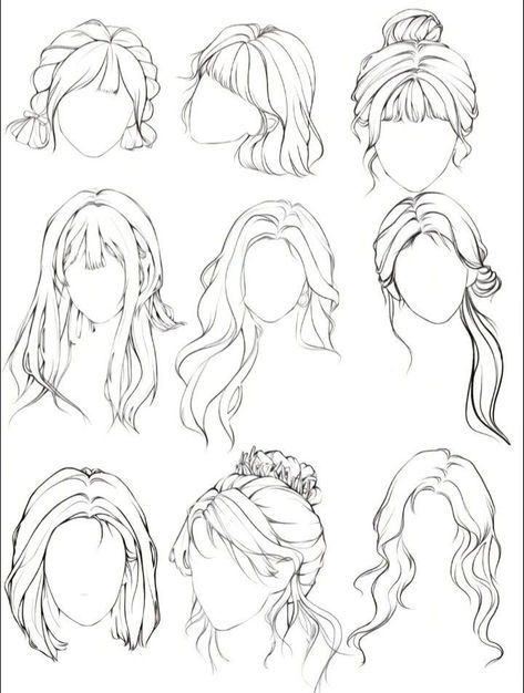 Drawing Hair Tutorial, 얼굴 드로잉, Draw Hair, Hair References, Fashion Drawing Sketches, Hair Sketch, Seni Dan Kraf, Fashion Drawing Tutorial, Drawing Hair