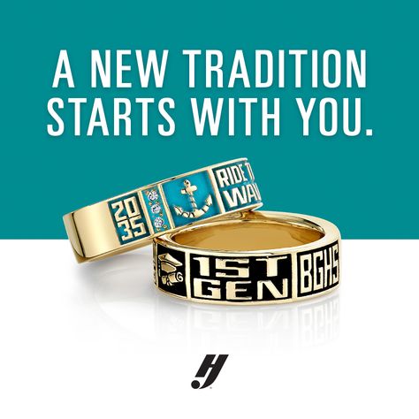 Class rings can be traced as far back as ancient Egypt! 🤯 Today's class rings have come a long way from back then. Now, your ring can tell your story and help solidify your high school history for years to come. 💍 College Class Rings, Caps And Gowns, Herff Jones, Class Rings College, Class Jewelry, High School Memories, College Class, High School History, Class Rings