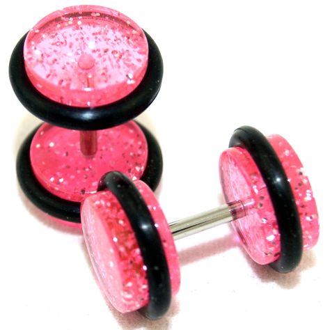 PRICES MAY VARY. Fake Cheater Illuion Faux Plugs Studs Gauges Pink Glitter 0G Look 16G Bar This is a set of high quality Fake Cheaters Illusion Faux Ear Plugs 16G Bar Look Like 0G Pink Glitter Acrylic fake plugs. now you don't need to stretch your ears to enjoy the look of plugs. These fake/faux/cheater/illusion plugs are of regular gauge 16g (1.2mm) but once you put them on they will give you the look of real 0G (8mm) plugs. No one will be able to tell if you are wearing real or fake plugs. Thi Fake Gauges, Fake Plugs, Glitter Acrylic, Fake Piercing, Glitter Acrylics, Gauges Plugs, Ear Plugs, Body Piercing Jewelry, Kids Luggage