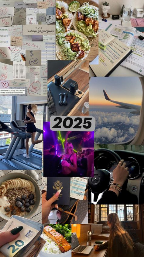 Vision Board New Years, A New Era Of Me 2025, Mood Board New Year, Mood Boards 2025, Yearly Vision Board Ideas, Wallpaper For 2025, Vision Board Inspo Collage, Collage For Wallpaper, Mood Board 2025