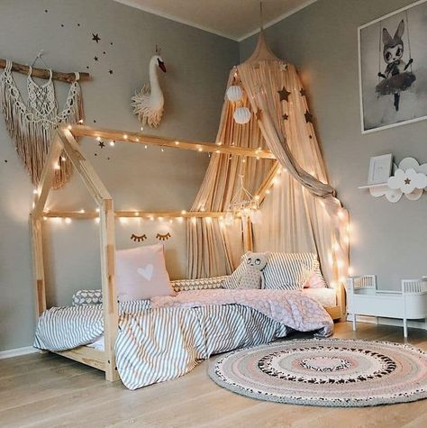 Birds Cage, Toddler House Bed, Design Ložnic, House Frame Bed, Toddler Bedroom Girl, Big Girl Bedrooms, Toddler Girl Room, Toddler Rooms, Girl Bedroom Designs