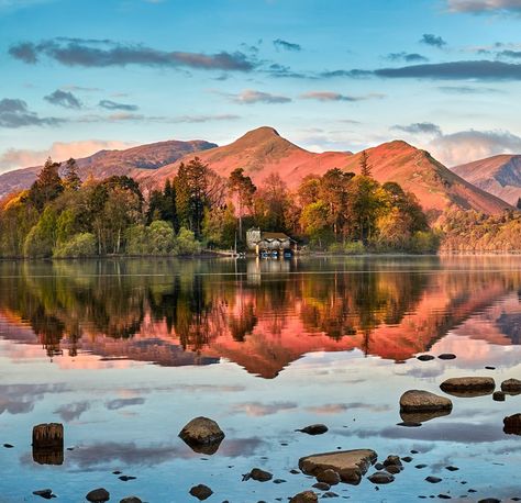 Morning Light on Cat Bells across Derwent Water  Taken from Hope Park, Keswick Keswick Lake District, Peak District England, Derwent Water, Lake Swimming, Lake District England, Castles In England, Holiday Photography, Peak District, English Countryside