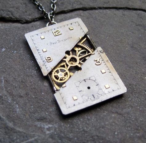 Watch+Face+Pendant+Gantry+Deconstructed+Watch+by+amechanicalmind Clock Costume, Steampunk Necklaces, Steampunk Diy Crafts, Steampunk Mode, Found Object Jewelry, Steampunk Crafts, Watch Gears, Face Pendant, Handmade Pendant Necklace