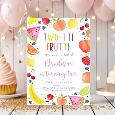 Editable Two-tti Frutti Birthday Invitation Such a Cutie Fruit Second Birthday Tropical Fruit Summer Girl Fruit Party Digital Download A671 Fruit Invitation, Fruit Birthday, Fruit Summer, Fruit Party, Second Birthday, Summer Girl, Tropical Fruit, Summer Girls, Birthday Invitations