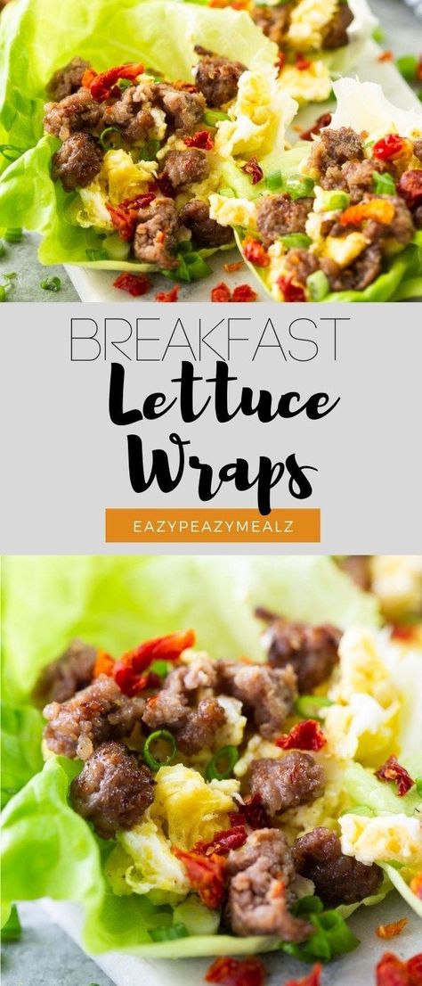 This lettuce wrap recipe kicks it up a notch from your typical lettuce wrap, giving you a filling breakfast wrap surrounded by the refreshing crunch of butter lettuce. Paleo Breakfast Sausage, Breakfast Wrap, Macro Recipes, Rolls Easy, Butter Lettuce, Wrap Recipe, Lettuce Wrap Recipes, Breakfast Meals, Lettuce Wrap