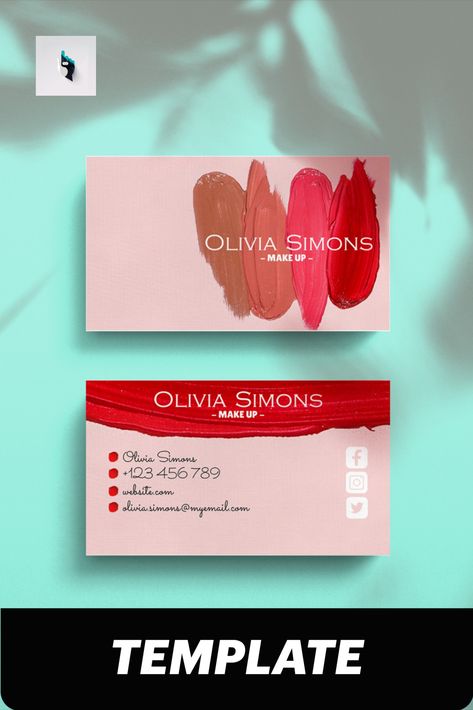 Art business card design, Make up brand calling card iea, Editable template Makeup Cards Business Ideas, Business Card Makeup Artist, Makeup Artist Business Cards Design, Artist Business Cards Design, Card Makeup, Makeup Business Cards, Facial Tips, Makeup Business, Beauty Business Cards