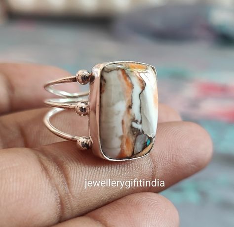 Oyster Copper Turquoise Rectangle Shape Gemstone Silver Ring 925 Sterling Solid Silver Ring Handmade Wedding Jewelry for Women Gift Idea - Etsy Oyster Turquoise Jewelry, Handmade Wedding Jewellery, Silversmithing Jewelry, Jewelry Making Rings, Pink Opal Ring, Metal Smithing, Rings Handmade, Sterling Silver Rings Bands, Copper Turquoise