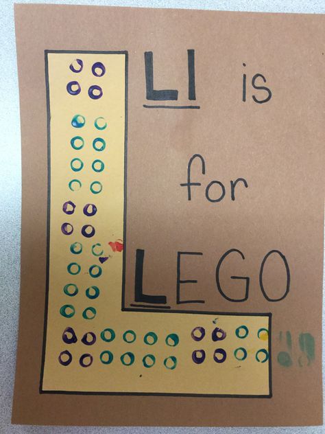 Ll is for... Preschool letter l craft Lego  Painting Prek Letter L Activities, Crafts For Letter L Preschool, Painting With Legos Preschool, Letter L Sensory Activities, The Letter L Crafts Preschool, L Craft Preschool, Letter L Art For Toddlers, Letter L Craft For Preschoolers, L Letter Craft Preschool