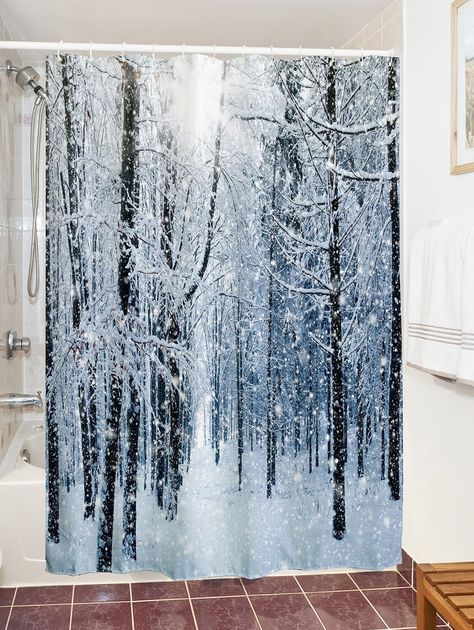 Deer Shower Curtain, Glitter Backdrop, Photo Backdrop Christmas, Winter Shower, Bathtub Decor, Forest Tapestry, Snow Forest, Winter Schnee, Christmas Shower