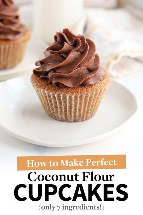 These Coconut Flour Cupcakes are light & fluffy, while being naturally gluten-free. They call for just 7 ingredients and taste amazing! Paleo Party Food, Paleo Cupcakes Recipes, Coconut Flour Cupcakes, Healthy Baked Snacks, Coconut Flour Muffins, The Best Cupcakes, Gluten Free Dairy Free Dessert, Vegan Cream Cheese Frosting, Vegan Frosting