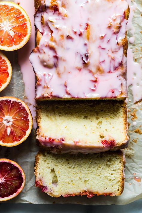 Blood Orange Loaf Cake - Foodness Gracious Breakfast Crowd, Blood Orange Recipes, Orange Loaf, Orange Loaf Cake, Lemon Loaf Recipe, Orange Icing, Breakfast For A Crowd, Pistachio Cake, Bowl Cake