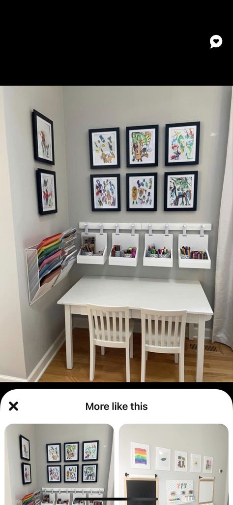 Upstairs Landing Play Area, Playroom Table Ideas, Kid Art Corner, Dining Room Craft Room Combo, Dining Room To Playroom Conversion, Living Room Playroom Combo Small Spaces, Playroom Dining Room Combo, Playroom Tv Room Combo, Living Room And Playroom Combo