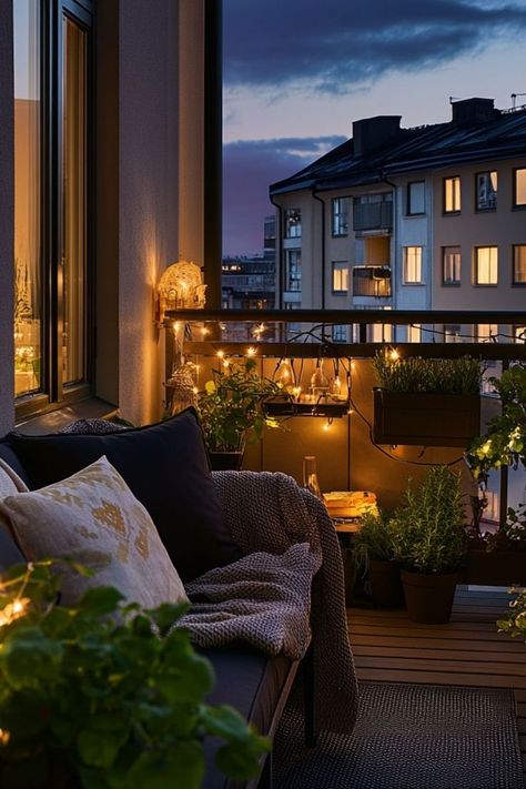 Transform your balcony into a chic, cozy retreat with comfortable seating and decor. #BalconyDecor #OutdoorLiving #CozySpaces Juliet Balcony Decor, Romeo Juliet Balcony, Balcony Interior, Small Apartment Balcony, Cozy Balcony, Juliet Balcony, First Apartment Decorating, Balcony Furniture, Apartment Balcony