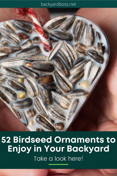 How To Make Birdseed Ornaments, Bird Seed Gift Ideas, Christmas Tree For The Birds, Wildlife Christmas Ornaments, Homemade Birdseed Ornaments, Bird Friendly Christmas Ornaments, Birdseed Ornaments Recipe Easy, Diy Yard Ornaments, Birdseed Pinecones