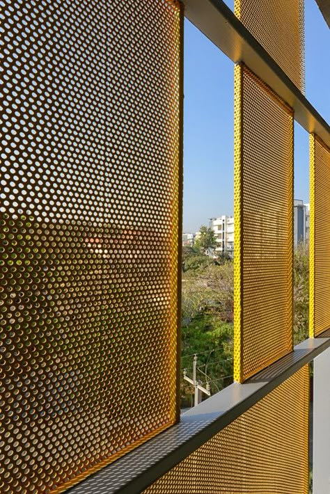 Metal Screens Architecture, Iron Garden Gates, Architect Student, Clay Roof Tiles, Clay Roofs, Cladding Design, Metal Facade, Facade Cladding, Metal Cladding