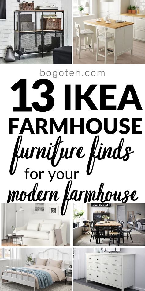 IKEA farmhouse decor Ikea Farmhouse Table, Ikea Farmhouse Hacks, Ikea Modern Farmhouse, Modern Farmhouse Furniture Diy, Ikea Farmhouse Bedroom, Ikea Farmhouse Living Room, Ikea Farmhouse Decor, Farmhouse Bedroom Ikea, Industrial Farmhouse Living Room Ideas