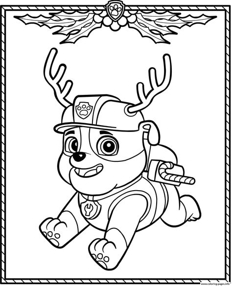 Print Paw Patrol Holiday Christmas Rubble coloring pages Paw Patrol Christmas, Ryder Paw Patrol, Rubble Paw Patrol, Christmas Coloring Sheets, Paw Patrol Characters, Paw Patrol Coloring, Paw Patrol Coloring Pages, Free Adult Coloring Pages, Cartoon Coloring Pages