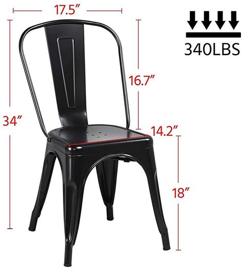 Amazon.com: Yaheetech Metal Dining Chairs Set of 4 Stackable Dining Room Chairs Side Chairs Patio Dining Chairs with Back, Each Chair Load Capacity: 340 lbs,Gun Metal: Home & Kitchen Metal Dining Chair, Coffee Chairs, Indoor Outdoor Kitchen, Restaurant Patio, Industrial Chair, Indoor Chairs, Metal Dining Chairs, Patio Dining Chairs, Industrial Vintage