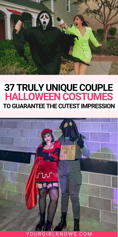 Looking for the perfectly unique couple Halloween costumes to win the trophy this year? Of course, babe! Here are 37 totally cute couple Halloween costume ideas that will make you the talk of the party. From clever puns to iconic duos, these couple Halloween costumes are sure to impress. Couples Costumes Creative Funny, Couple Halloween Costumes Dragon Ball Z, Awesome Couples Costumes, Couple Halloween Costumes Asian And White, Funny Unique Couple Costumes, Comic Couples Costumes, Punny Costumes Couple, Bald Guy Couples Costume, Clever Costumes For Couples