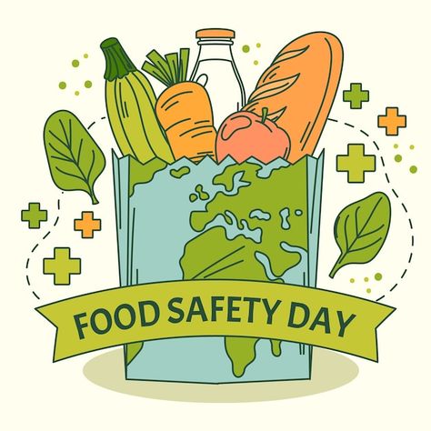 Food Safety Posters Drawing, Food Security Illustration, Food Security Poster, Food Safety Posters, World Food Safety Day, Food Safety Day, Safety Cartoon, Global Food Security, Food Infographic