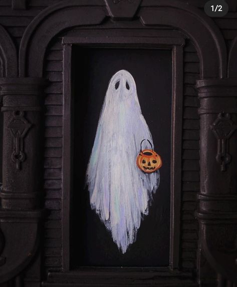 Sheet Ghost Drawing, Ghost Painting, Ghost Drawing, Sheet Ghost, Gothic Wall Art, Gothic Horror, Trick Or Treating, Halloween Inspiration, Paint And Sip