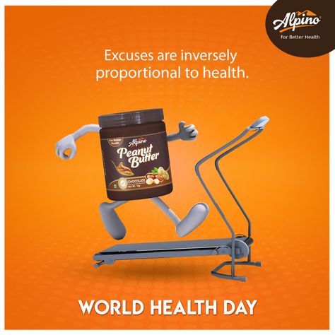 We believe better health is only possible with a #NoExcuses attitude!  #WorldHealthDay #Alpino #AlpinoPeanutButter #AlpinoHealthFoods Digital Advertising Design, Photoshop Tutorial Typography, Paper Art Sculpture, Banner Design Inspiration, Creative Advertising Design, World Health Day, Publicidad Creativa, Boutique Decor, Vitamins For Kids