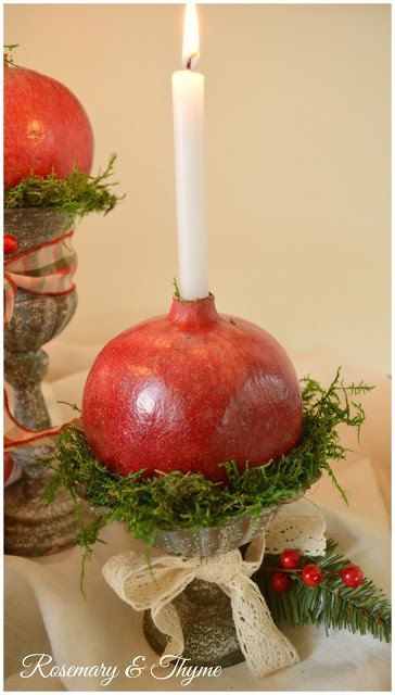 Shab Yalda Decoration, Candleholder Diy, Pomegranate Christmas, Pomegranate Decor, Thanksgiving Home Decor, Rosemary And Thyme, Holiday Table Decorations, Sukkot, Quick Diy