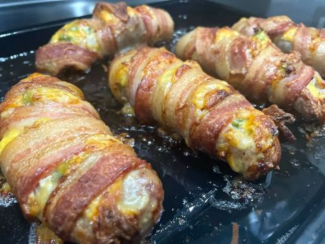 Bacon Wrapped Sausage Boats, Cream Cheese Stuffed Brats, Jalapeño Stuffed Sausage, Smoked Stuffed Sausage, Smoked Bacon Wrapped Sausage, Bacon Wrapped Italian Sausage, Bacon Wrapped Sausage With Cream Cheese, Sausage Boats With Cream Cheese, Bacon Wrapped Sausages Air Fryer