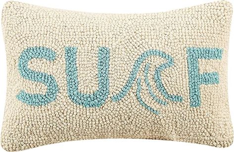 Hook Pillow, Ideas Habitaciones, Beachy Room, Hooked Pillow, Coastal Room, Shades Of Light Blue, Kitchen Rugs And Mats, Beach Room, Hooked Wool