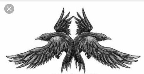 Odin's Ravens Tattoo, Black Crow Tattoos, Alas Tattoo, Scandinavian Tattoo, Hawk Tattoo, Model Tattoo, Throat Tattoo, Torso Tattoos, Rune Tattoo