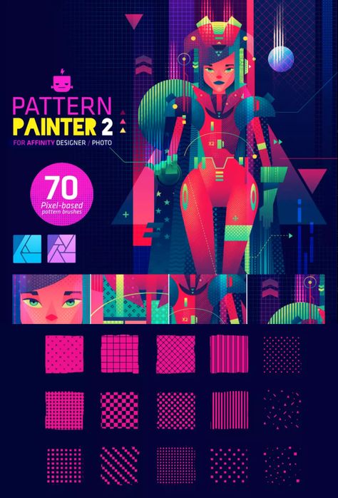 Affinity Designer Illustration, Artificial Intelegent Illustration, Ipad Pro Art, Illustrator Brushes, Photo Pattern, Affinity Photo, Learning Graphic Design, Affinity Designer, Free Brush