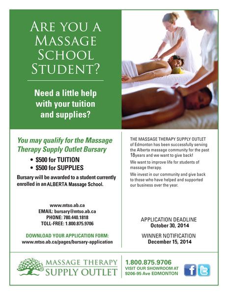 Massage student bursary application | Massage Therapy Supply Outlet Applications now being accepted for the Massage Therapy Supply Outlet bursary - deadline October 30 2014. Qualified Alberta massage school students. Massage Therapy Supplies, Massage School, Diy Aromatherapy, Reflexology Massage, Notice Board, Best Health, Massage Room, Massage Techniques, Reflexology