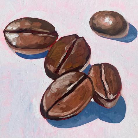 Coffee Painting Aesthetic, Coffee Oil Pastel, Art Panels, Oil Painting Coffee, Coffee Bean Painting, Coffee Beans Art, Coffee Beans Drawing, Painting Coffee, Coffee Paint