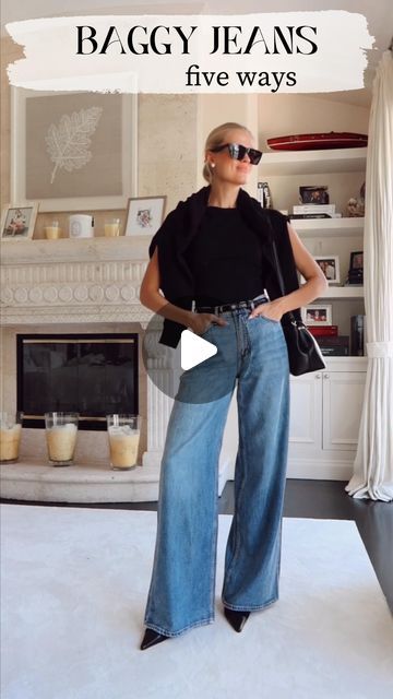 Vita Sidorkina-Morabito on Instagram: "Baggy Jeans Styled FIVE Ways 💙
I love baggy jeans, but you have to know how to style them so they don’t make you feel disproportionate. These are examples of a good balance between the top and bottom.

Comment “JEANS” and I’ll send you all the 🔗 links for the looks you see in this video 🫶🏻

#grwm #baggyjeans #styletips" Cargo Jeans Outfit, How To Style Baggy Jeans, Comfy Chic Outfits, Vita Sidorkina, Baggy Jeans Outfit, The Zombies, Jeans Outfit Women, Comfy Chic, Stylish Clothes