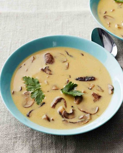 French Mushroom Soup Recipe French Mushroom, Martha Stewart Cooking School, Mushroom Soup Recipe, Mushroom Soup Recipes, Soup And Stew, French Cooking, Soup And Sandwich, Mushroom Soup, Mushroom Recipes