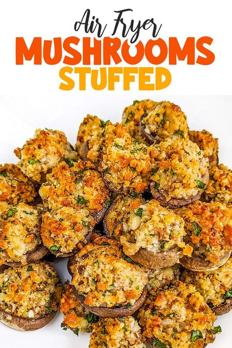 Elevate your side dish repertoire with our Stuffed Mushrooms Without Cream Cheese. These bites, bursting with cheesy and garlicky flavors, offer a delightful texture, making them a hit at any event. Air Fryer Stuffed Mushrooms, Seafood Stuffed Mushrooms, Air Fryer Crab, Crab Stuffed Mushrooms, Mushroom Appetizers, Crab Stuffed, Stuffed Mushroom, Fried Mushrooms, Quick And Easy Appetizers