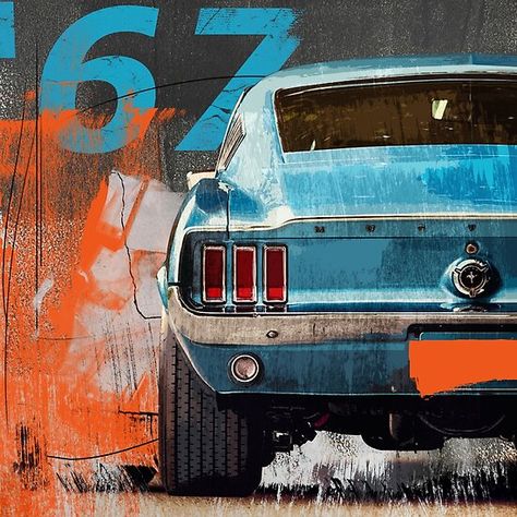 1967 • Millions of unique designs by independent artists. Find your thing. Mustang Art, Auto Poster, Auto Retro, Cool Car Drawings, Automotive Artwork, Racing Art, Car Artwork, Ford Classic Cars, Car Illustration