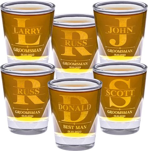 Custom Groomsmen Shot Glasses Set of 3 to 6-1.5 oz Glasses. Great for Bachelor Party Favors or Wedding Gift Custom Drinking Glasses, Bachelorette Shot Glasses, Groomsmen Shot Glasses, Groomsmen Glasses, Wedding Best Man, Personalized Shot Glasses, Man Drinking, Custom Shot Glasses, Groomsmen Gifts Unique