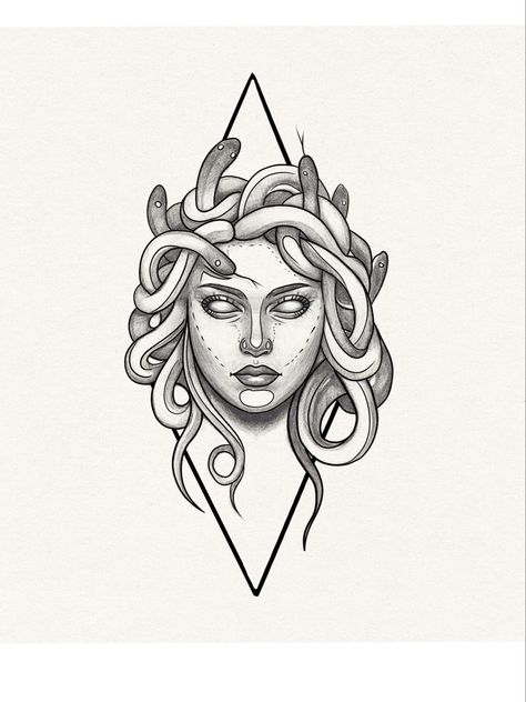 Medusa Tattoo Drawing Design, Medusa Drawing Beautiful, Medusa Tattoo Sketch, Medusa Tattoo Feminine, Simple Medusa Tattoo, Manifesting Beauty, Medusa Drawing, 2025 Style, Medusa Tattoo Design