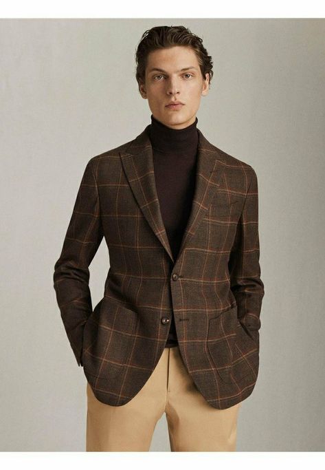 Explore 15 Top Men's Suit Styles for 2024: Classic, Casual, & Modern - Find Your Perfect Match Brown Checked Blazer Outfit, Fall Men Outfits, Winter Blazer Outfits, Brown Blazer Outfit Men, Checked Blazer Outfit, Blazer Men Outfit, Latest Suit Styles, Mens Suit Style, Winter Blazer